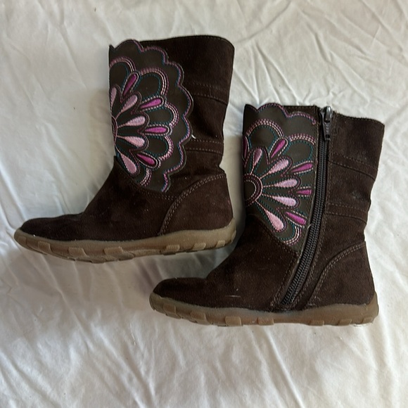 Stride Rite - Brown and Pink Floral Cowboy Boots - Picture 3 of 6